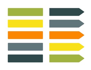 Set of bookmarks in bright colors isolated on white. Stationery stickers collection for notes, memo, writing, planning. Illustration	