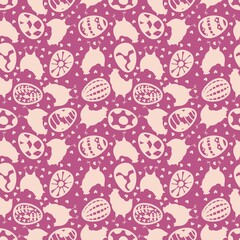 Easter chicken seamless birds pattern for wrapping paper and fabrics