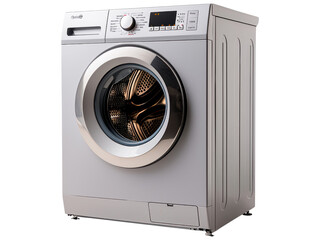 Modern Silver Washing Machine with Front Loader Design