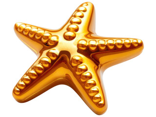 Shiny Orange Starfish Decoration on White Background