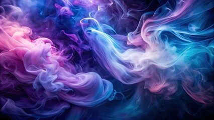 Obraz premium Ethereal Swirling Abstract Smoke in Purple and Blue Hues - Dreamy Visual Landscape with Flowing Motion