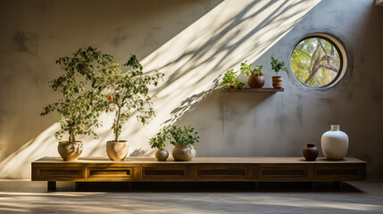 Beautiful Home Decor Ideas for Indoor With Sun Light, Minimalistic Garden Concept, Resident Feeling Relaxation Background.