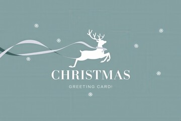 Minimalist Reindeer Christmas Card Snowflakes - Festive Holiday Design