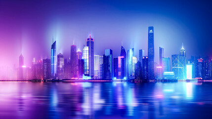 Cityscape Innovation: A Bright Digital Future in Cyberspace with Abstract Background