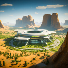 Futuristic Living: Modern Architecture and Technology Background in nature background