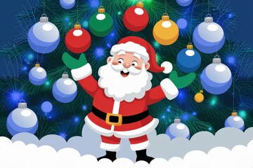 Cheerful Santa Claus Colorful Ornaments Christmas Marketing