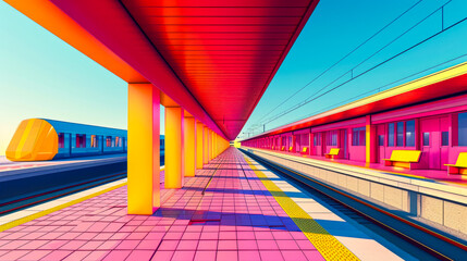 colorful line illustration of a railway station --ar 16:9 --stylize 250 --v 6 Job ID: 0a6db7e2-8913-4000-8b6c-b1094e293e44