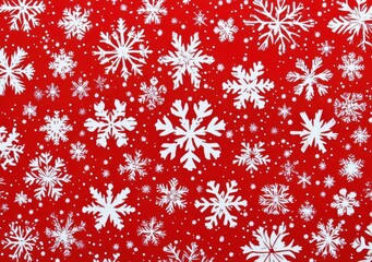 Festive red background with white snowflakes creating a charming winter holiday theme