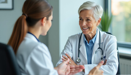 Fototapeta premium Doctors in Discussion: A Collaborative Healthcare Scene