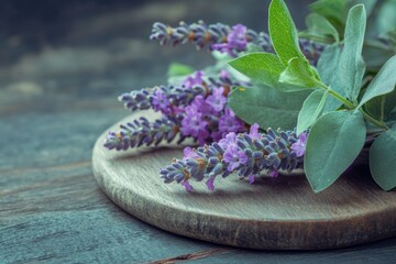 natural healing herbs, banner showcasing aromatherapy and herbalism with fresh lavender and...