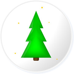 Christmas tree icon, isolated Xmas fir symbol on transparent background.  PNG illustration
