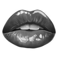 Pixelated effect applied to lips.