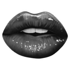 Pixelated effect applied to lips.