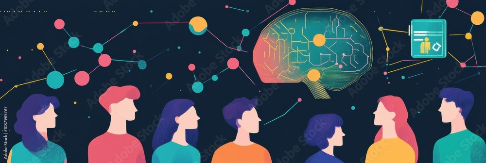 Leinwandbilder a diverse group of people is actively discussing an abstract ai system at a technology seminar, high