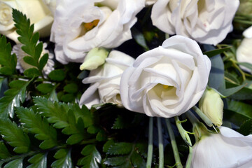 White roses, part of a wedding decoration.