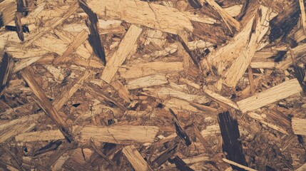 Close-up of a textured OSB panel with wood chips, creating a rustic and natural background.