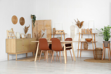 Interior of light modern dining room