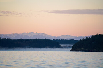 Olympic Range at Sunrise over the Puget Sound in the Winter