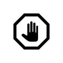Stop icon vector. stop road sign. hand stop sign and symbol. Do not enter stop red sign with hand