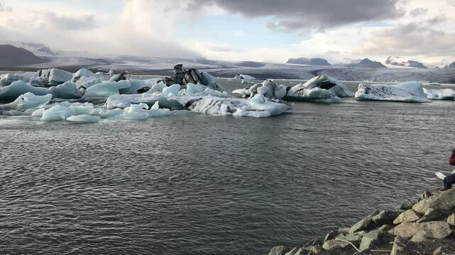 glacier ice floating in water