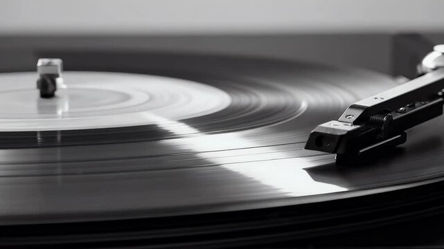 vintage vinyl record spinning playing music offering nostalgic retro visual high quality 4K album analog audio audiophile disc electronic equipment gramophone musical old party plate play player