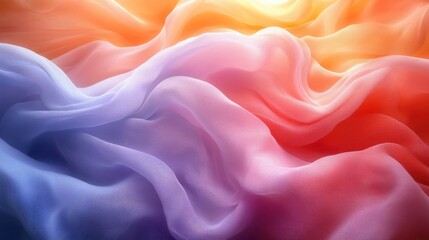 Obraz premium Abstract flowing fabric in soft gradient colors of orange and purple.