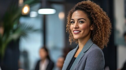 Fototapeta premium Smiling Businesswoman in Modern Office