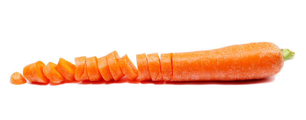 Carrot slice isolated on white, side view