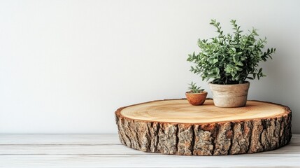 Rustic decor with plants on a wooden surface.