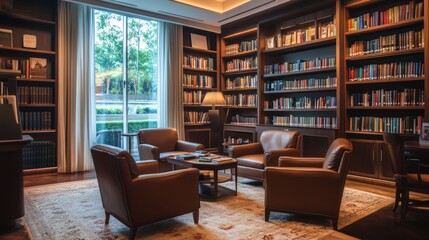 A Luxurious Library Reading Room