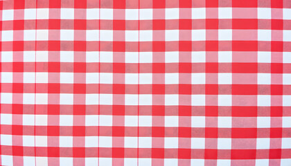 Fototapeta premium Red white checkered classic pattern cotton fabric background, origami