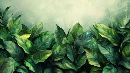 A vibrant illustration of lush green leaves against a soft background.