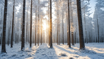sun rays in the forest