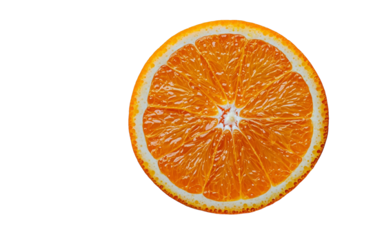 Fresh orange slice with vibrant color and juicy texture, perfect for healthy snacks or beverages
