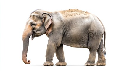 Obraz premium A solitary Asian elephant isolated on a white background