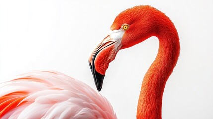 Pink Flamingo with White Background