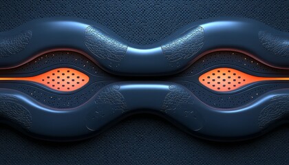 Obraz premium Abstract Dark Blue Metallic Surface with Orange Accents