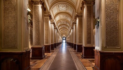an inviting corridor lined with architectural antiques