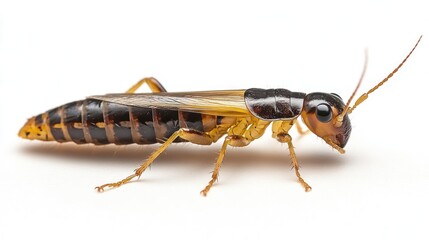 Earwig Close-up on White Background