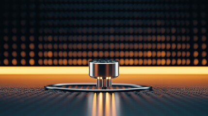 Black euro plug on minimalist wooden table, modern lighting