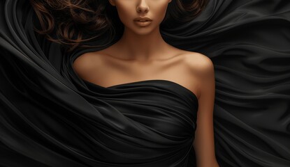 Obraz premium Elegant Couple in Black Evening Attire in High Fashion Photo Shoot