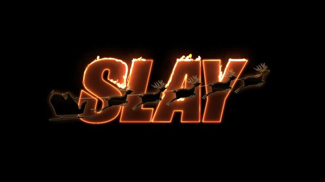 Santa's Slay Sleigh, fun Christmas, reindeer, fire