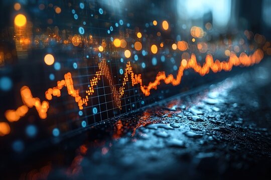 A fluctuating line graph representing smart growth strategies, with a clear upward and downward trend for decision-making analysis
