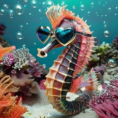 seahorse dressed with style and fashion accessories