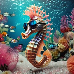 seahorse dressed with style and fashion accessories