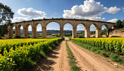 Obraz premium Aqueduc majestueux sous un ciel ensoleillé