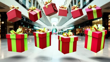 Boxing sale sign in a mall. The sign is red and has a white background. The letters are in red and are large