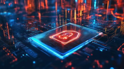 A glowing padlock icon on a futuristic circuit board, representing digital security.