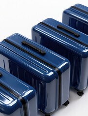 Three Stylish Blue Suitcases Ready for Travel