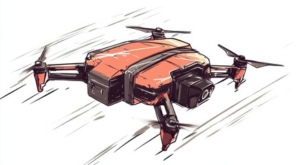 Dynamic Drone Delivery in Flat Vector Style